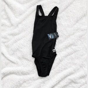 Black One-Piece Swimsuit with Open Back & Wide Straps – New with Tags